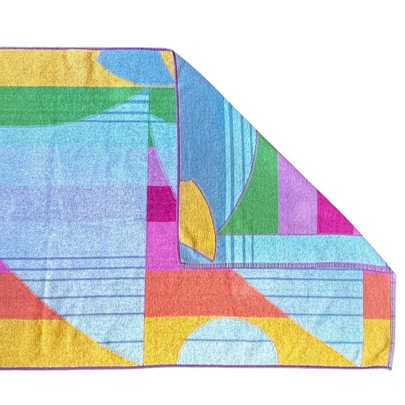 Vintage Beach Towel Abstract Sailboat Cotton Retro Colorful Fun Terry Towel - Picture 5 of 8